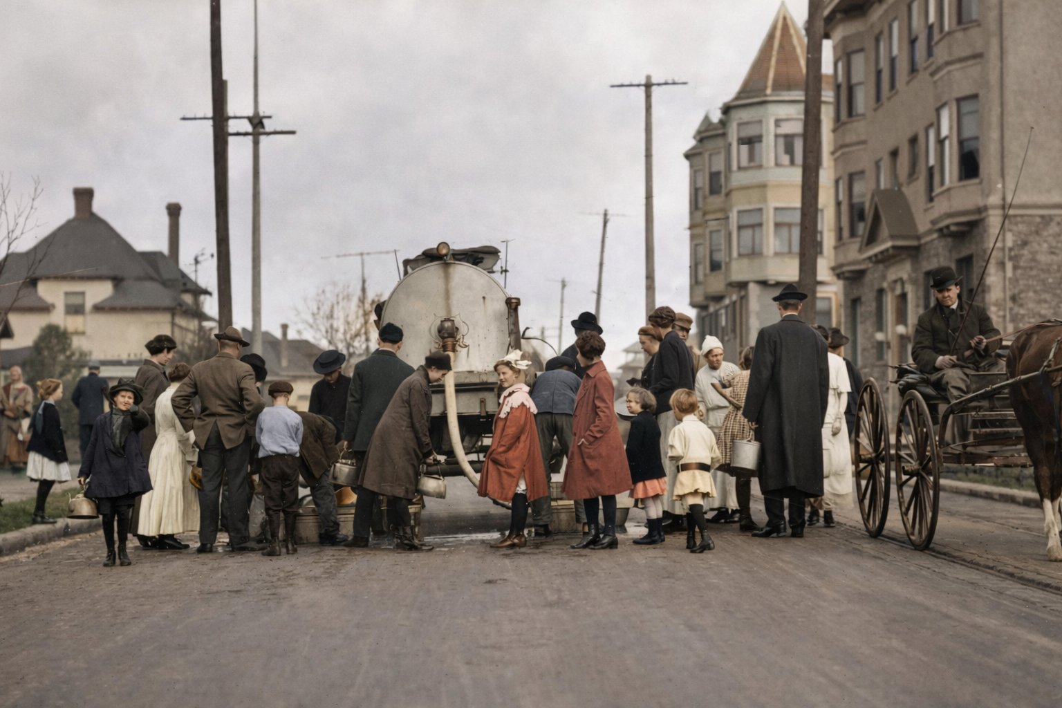 Colorized 1911 street scene