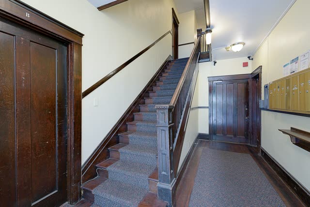 Historic stairwell and mailboxes